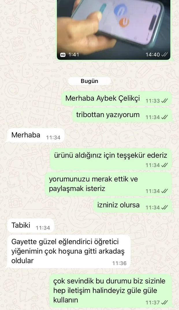 Aybek Ç. — kullanım izlenimi — WhatsApp mesajı